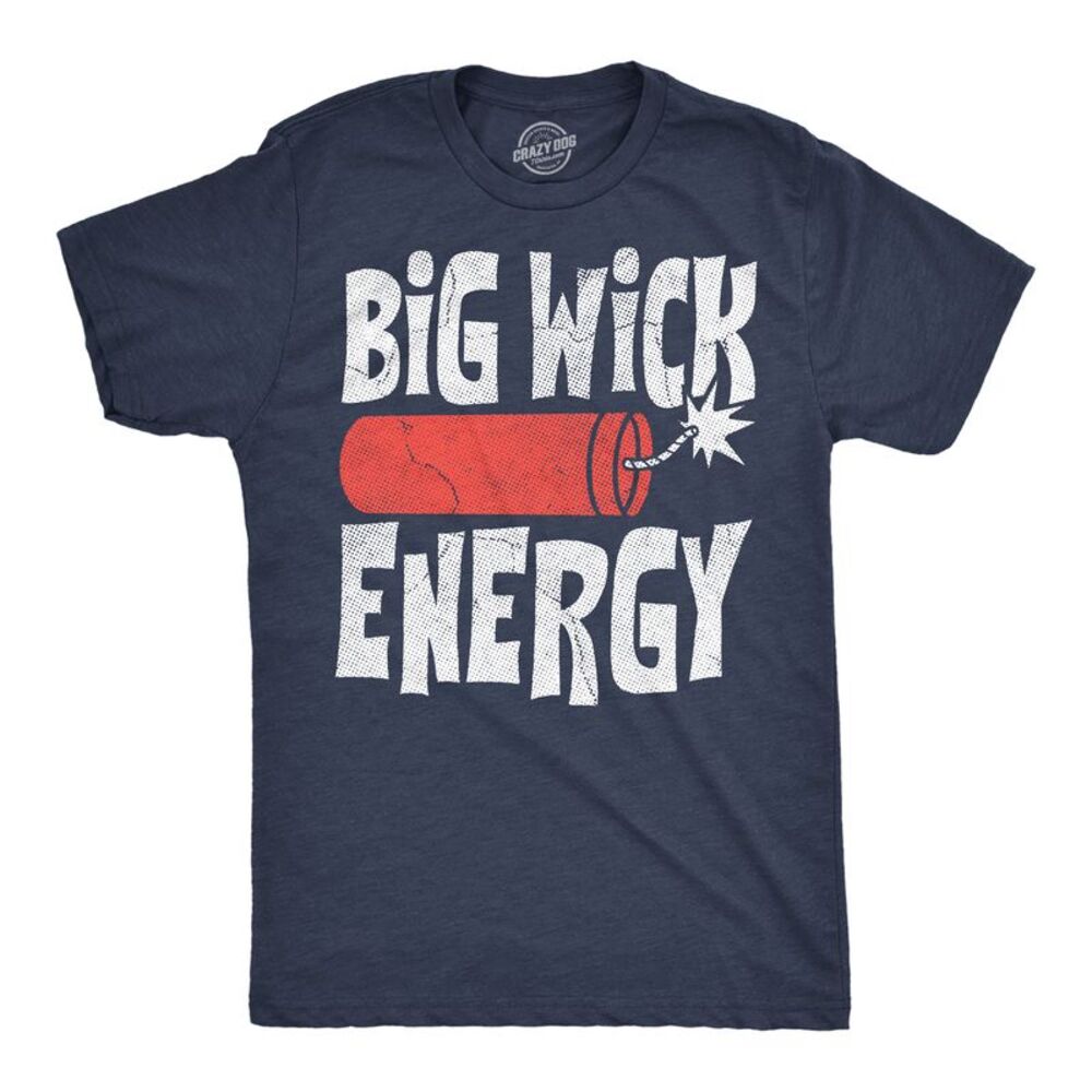 Mens Funny T Shirts Big Wick Energy Sarcastic Fourth Of July Fireworks Tee For